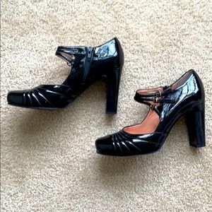 Nanette Lepore Black patent 3 buckle Mary Janes